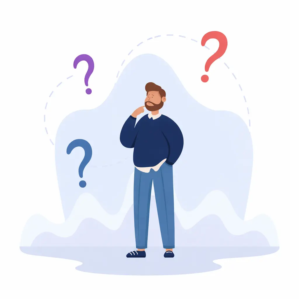 Ilustração de uma pessoa em dúvida